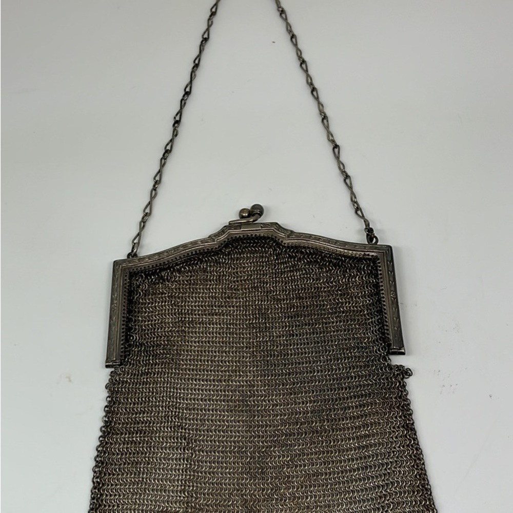 Antique sterling silver mash ladies' hand purse, bag